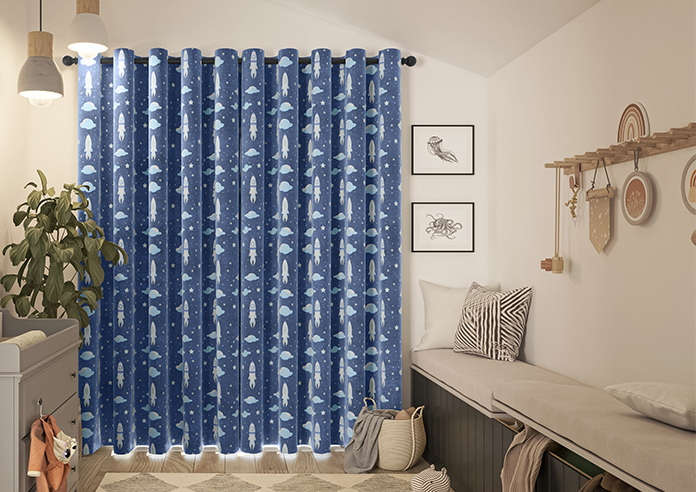 Blast Off, Celestial Blue - Made to Measure Curtains - Image 6